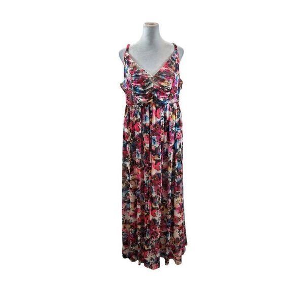 Ladies Torrid Floral Chiffon Maxi‎ Dress Fully Lined Torrid Size 1 Regular 1X - Picture 3 of 13